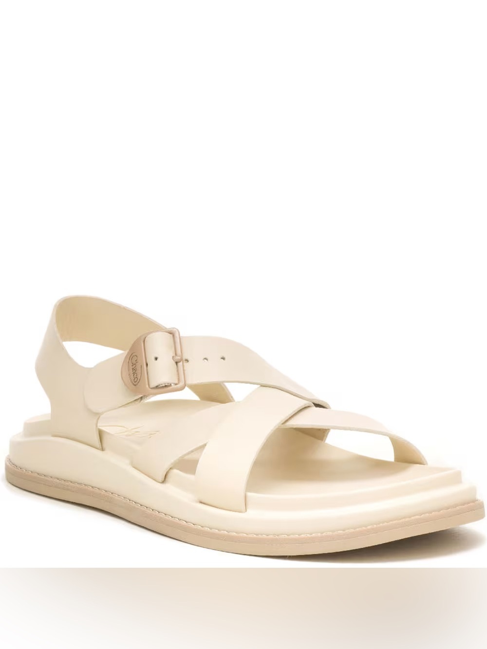 Chaco Cream Cross-Strap Leather Sandal
